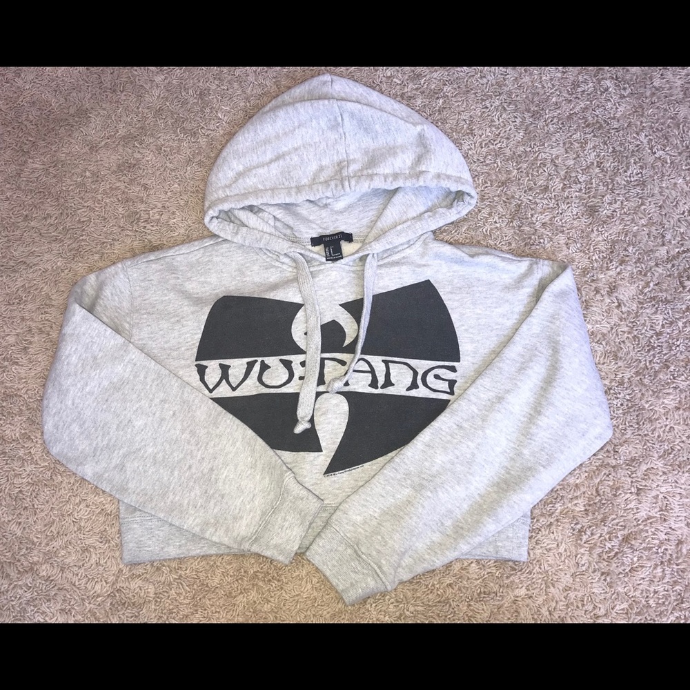 Wu Tang Grey Cropped Hoodie